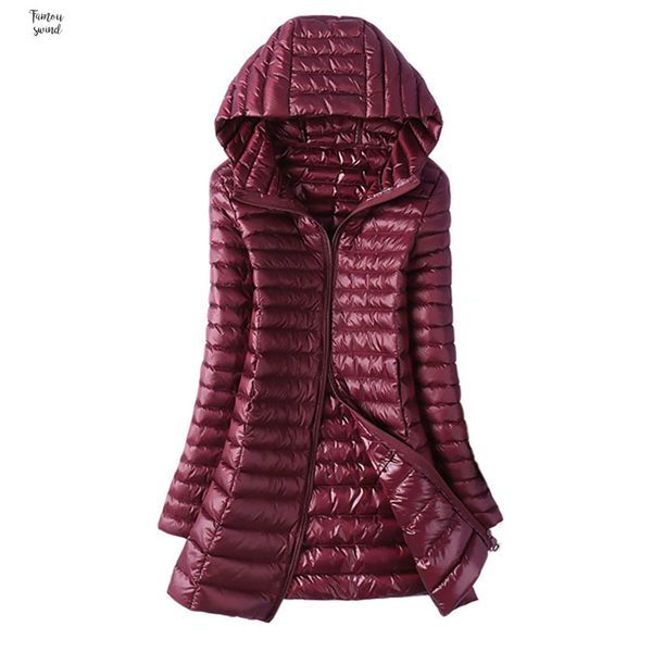 

winter down autumn jacket women duck long parkas ladies 6xl warm coat hooded plus size ultra light outerwear windbreakers, Black;brown