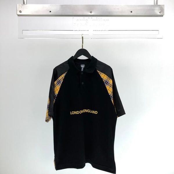 

2020 summer luxury европа мода хлопок пике шелк лоскутное ткани polo tshirt мужчины женщины футболка casual cotton tee polos, White;black