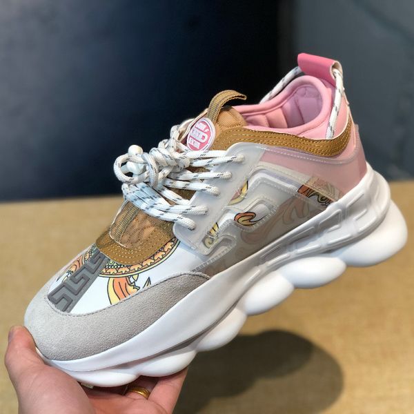 

chain reaction casual luxury designer sneakers fashion casual shoes men and women link embossed shoes for sale 36-45, Black