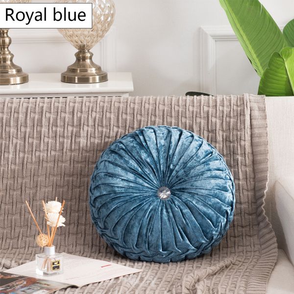 

throw pillow european solid color pumpkin plush cushion rouched luxury velvet throw pillow home decorative for bed room round