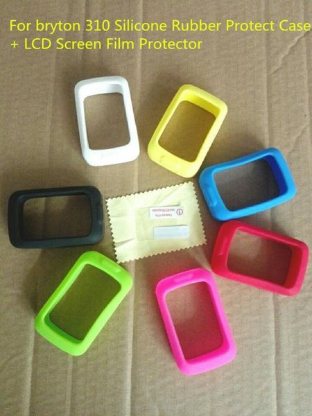 

outdoor cycling computer silicone rubber protect case + lcd screen film protector for bryton 310