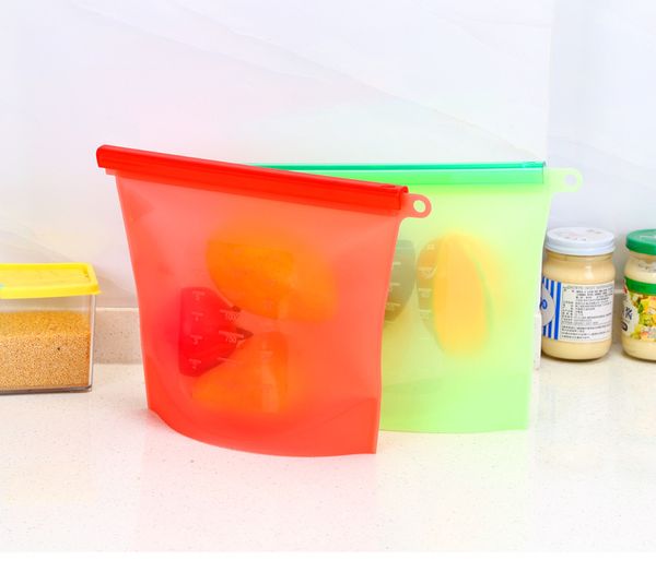 

reusable silicone storage bag vacuum sealed food preservation sealed bag collapsible portable refrigerator storage bag 1500ml sa