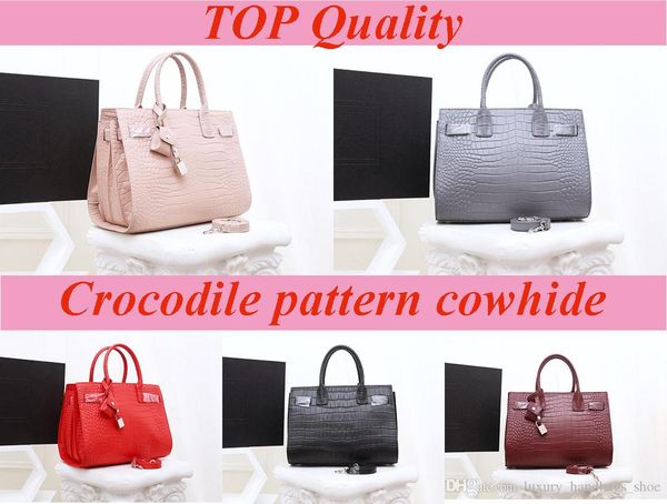

New arrival women handbag elegant tote fa hion de igner crocodile pattern cowhide houlder bag original leather quality tote