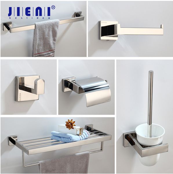 

jieni chrome polish bathroom hardware accessories set 304 stainless steel toilet paper toilet brush wall mounted combo kit