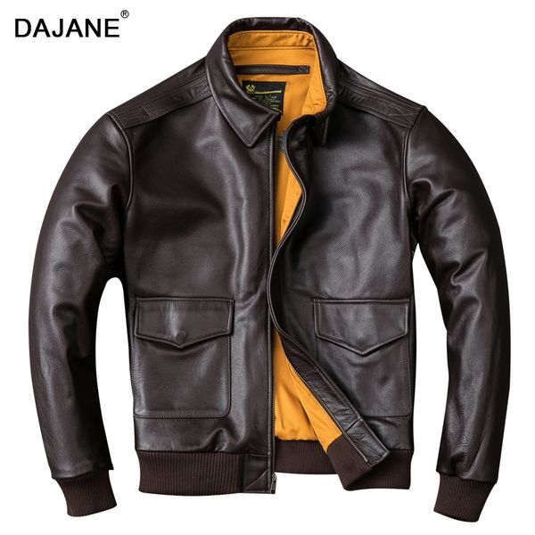 

special offer a clearance rule head layer cowhide genuine leather genuine leather male a2 pilot jacket, Black