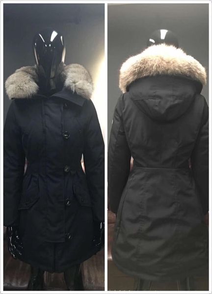 

long down jacket women down coat brand warm women winter jacket coats big fur collar hooded woman down parkas snow outerwear, Black