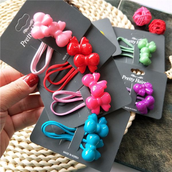 

1pcs bubble heart color bowknot children hair ropes elastic rubber hair band baby headwear kids headdress girls accessories, Slivery;white