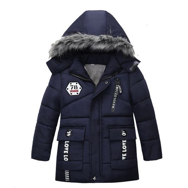 

2019 autumn winter jacket for boys coat baby kids warm hooded long sleeve cotton outerwear coat for boys clothes children jacket, Blue;gray