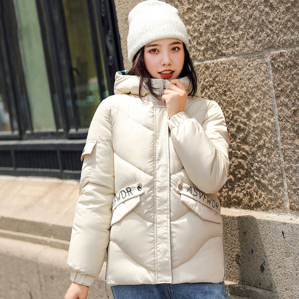 

women's down & parkas stand collar 2021 winter jacket women hooded cotton padded outwear female short parka warm coat casaco feminino, Black