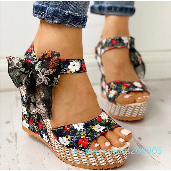 

women sandals dot bowknot design platform wedge female high increas shoes ladies fashion ankle strap sandals zapatos mujer dd5, Black