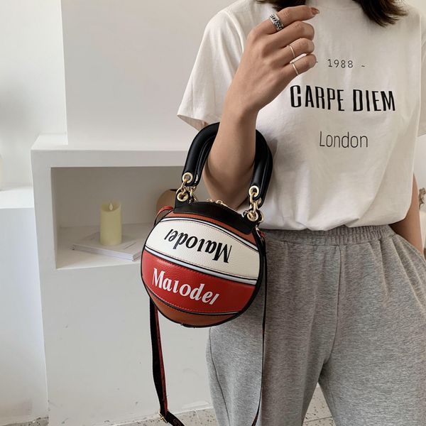 

fantasy 2020 new style special design pu basketball handbags for women trendy 7 colors splice cool round messenger shoulder bag