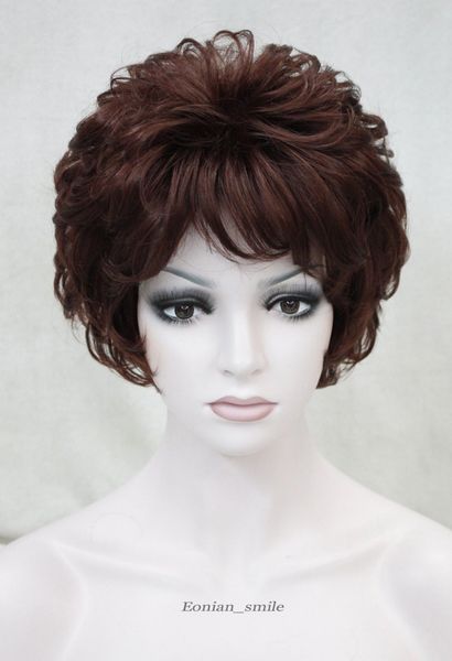 Girls Parrucca Dark Burgundy Short Curly Women Ladies Daily