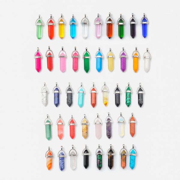 

quartz vintage chain necklace jewelry necklace pendant stone natural crystal column women's hexagonal with bullet gvxnj