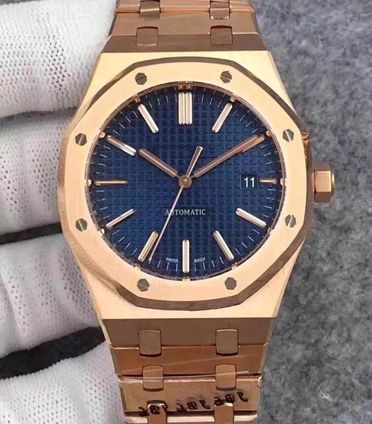 

2019 mens watch automatic mechanical movement blue dial royal oak series mens watch 15400 stainless steel mens watches #1, Slivery;brown