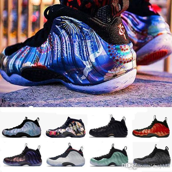 

2019 foam one abalone habanero red floral penny hardaway men basketball shoes eggplant purple copper mens foams sport sneakers