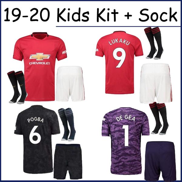 

19 20 pogba манчестерский футбольный трикотаж хон комплект kids 2019 2020 трикотажные изделия utd united lukaku rashford lingard футболка дл, Black