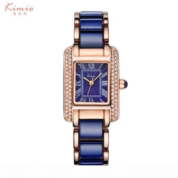 

kimio woman roman numerals rhinestone watches fashion ladies crystal clock black ceramics gold luxury waterproof diamond watch c18111301, Slivery;brown
