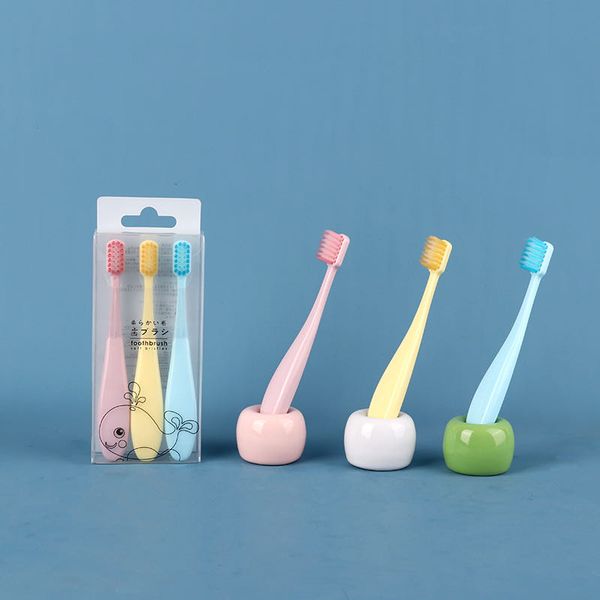 

new children's toothbrush 2~6 years old small head 3 fat handle macaron baby super fine soft bristle manufacturers wholesale