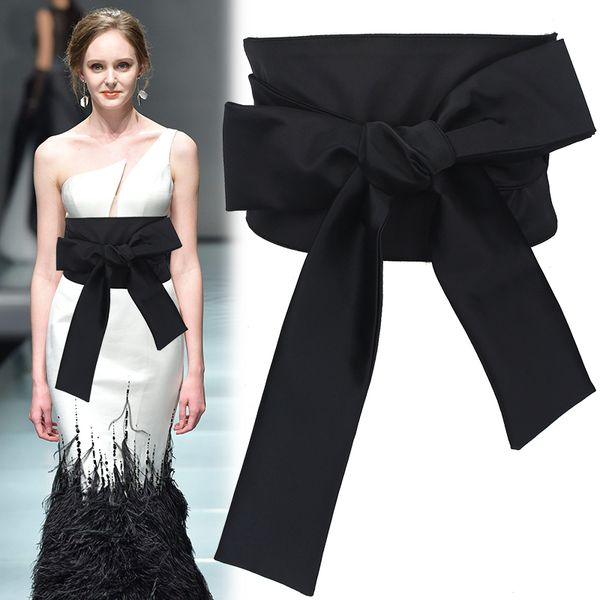 

2019 satin fabric wide waist belt for women purple blue pink self-tie bandage dress belt for ladies slimming corset girdle belts, Black;brown