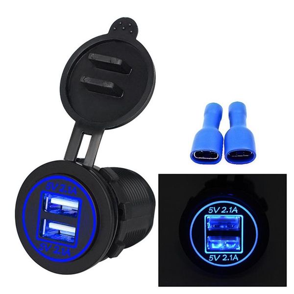 

dc 12v-24v universal car cigarette lighter socket dual accessories car usb gps charger adapter for phone tablet 4.2a ip v0x8