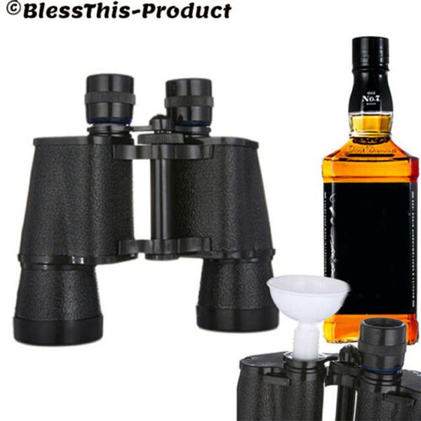 

binocular shape water bottle drink flask two sided holds secret liquor gag &t8