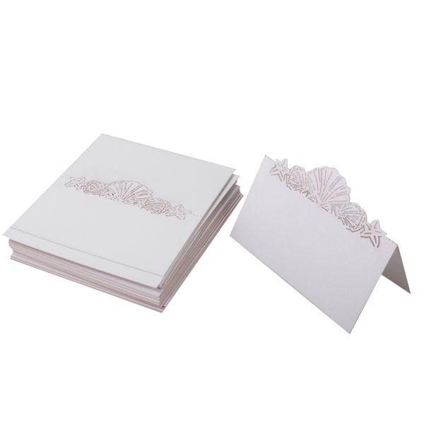 

50 cut shell place name cards wedding birthday party table, Black