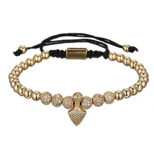 

6mm micro cz ball arrows bracelet 5mm copper beads luxury designer jewelry fashion woven women mens bracelets gift, Black