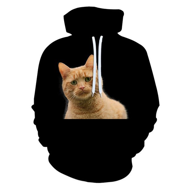 

new hoodie women/men long sleeved animal cat print 3d hoodies sweatshirt funny streetwear brand quality hoodie 6xl, Black