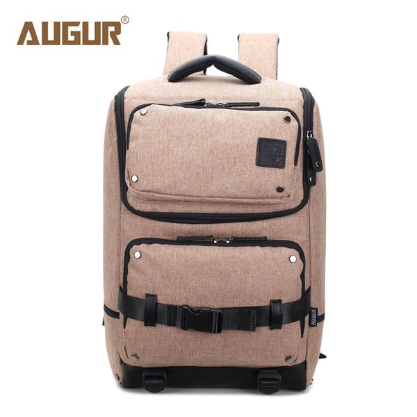 

augur retro men's travel bag nylon +cowhide leather backpack big backpack large capacity outdoor trekking
