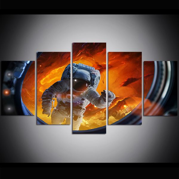 

5 piece large size canvas wall art mars astronaut oil painting wall art pictures for living room paintings wall decor