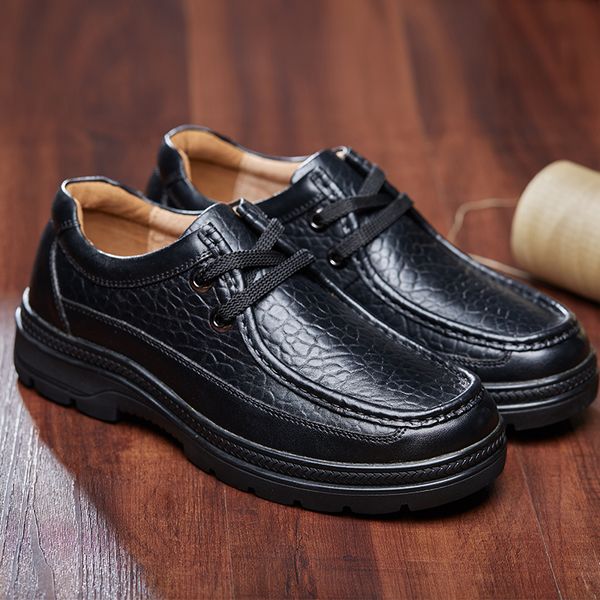 

large size 36-58 fashion outdoor mens shoes genuine leather cow leather lace up casual shoes for business 5, Black