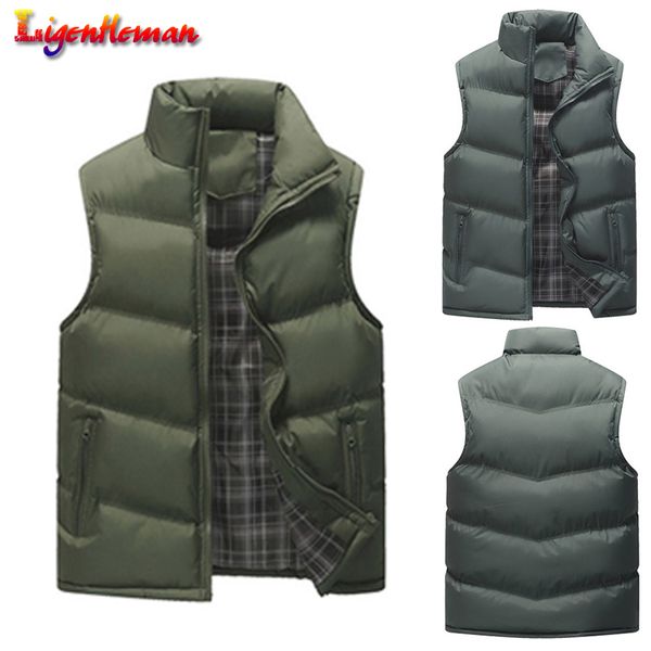 

spring autumn sleeveless male waistcoats jackets stand collar plus size 4xl men's vests men coats army khaki solid casual vest, Black;white