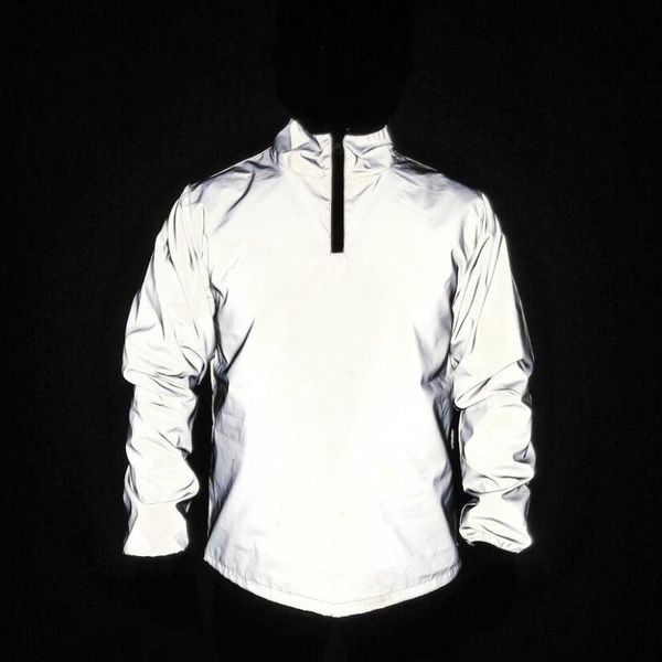 

zipper reflective jacket men 2020 brand stand collar raglan sleeve mens jackets and coats harajuku hip hop night run windbreaker, Black;brown