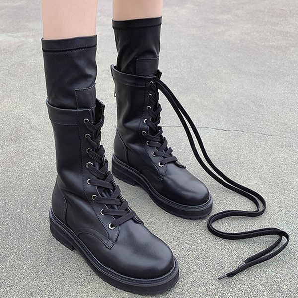 

новая мода женские ботинки женщин осенние зимние ботинки кожаные ботинки zipper mid женская обувь зима # 822, Black