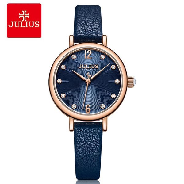 

julius women's watch for small wrist ladies luxury blue wristwatches japan movement waterproof leather clock ja-1077, Slivery;brown