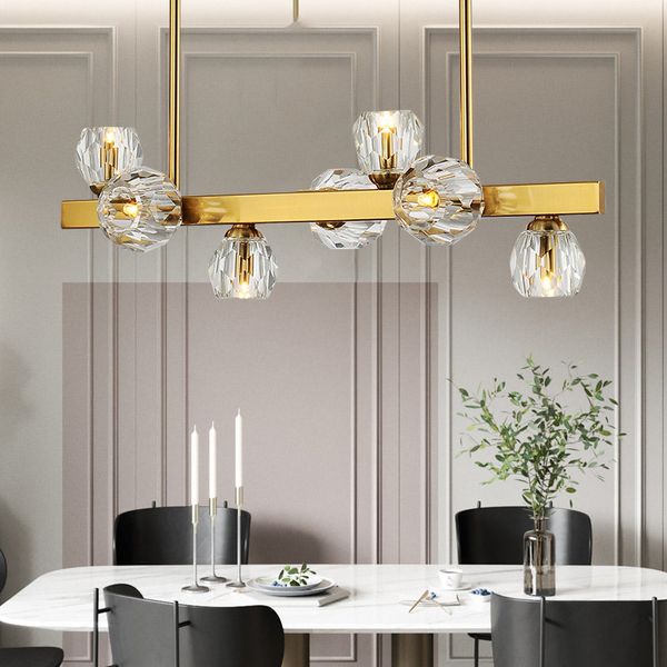 Post Modern Foyer Light Luxury Chandeliers Real Brass Gold 7 9 11 Heads Crystal Droplight Led G4 Bulb Lighting Fixture Pendant Lights