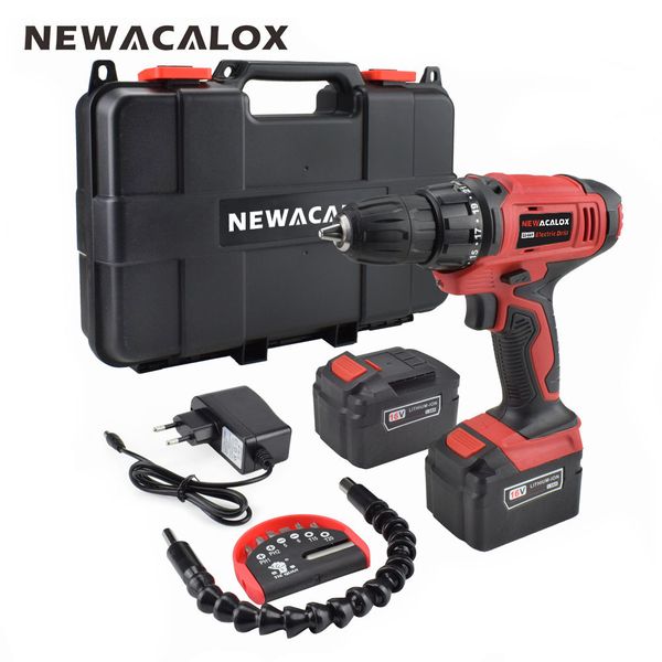 

newacalox eu 16v max dc cordless electric drill household lithium battery set wireless screwdriver drill diy power driver tool