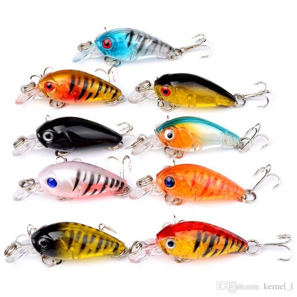 

mixed 9 color 4.5cm 4g crank hard baits & lures 10# hook fishing hooks fishhooks artificial plastic bait fishing accessories