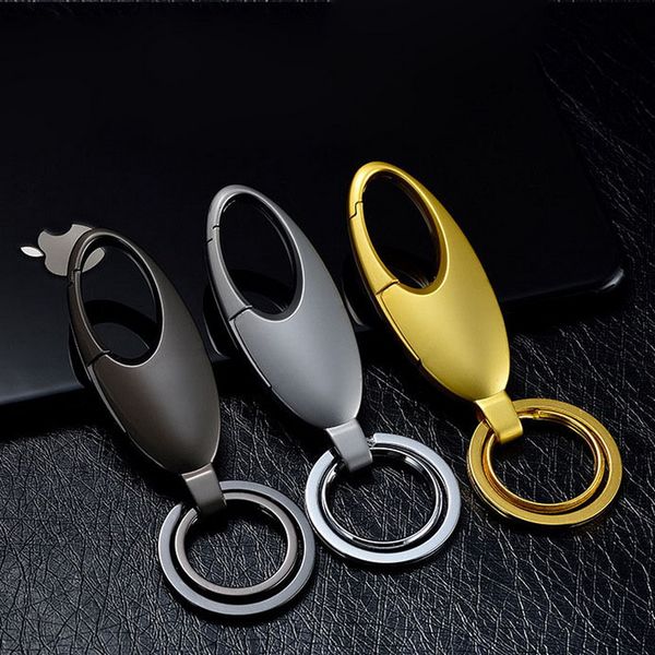 

new metal keyring men's stainless steel keychain key holder belt buckles chaveiro car key chain for men, Silver