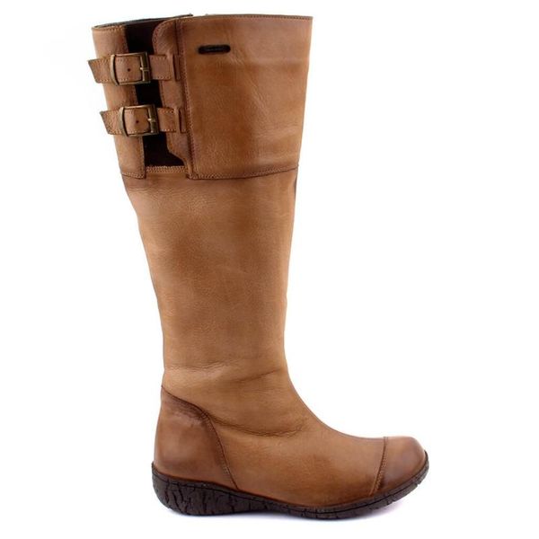 

sail lakers-tan leather zipper female boots, Black