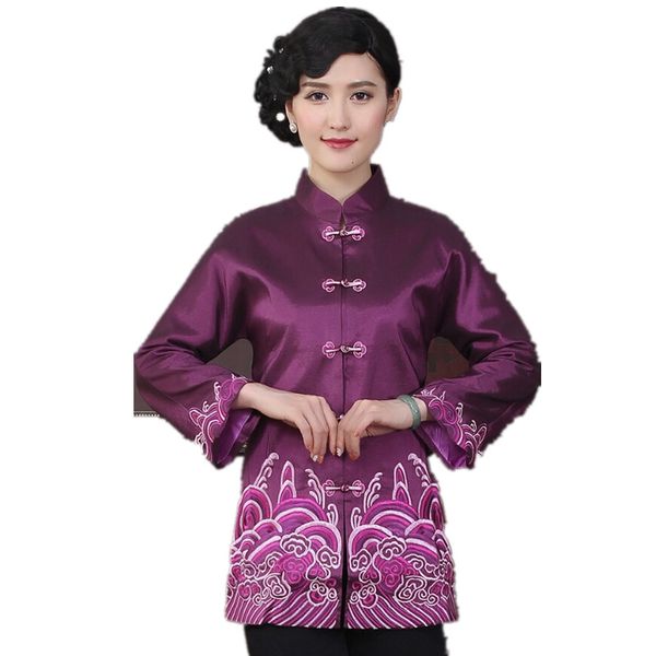 

women's jackets high fashion purple chinese tradition embroider coats outerwear national women tang suit jacket m  xl xxl 3xl, Black;brown