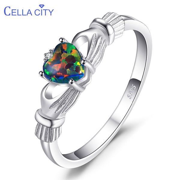 

cellacity fashion heart shaped gemstone silver 925 jewelry z ring for women heart in hand size6,7,8,9,10 dating daily gift, Golden;silver