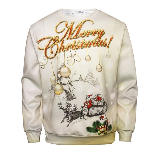 

mens casual 3d ugly christmas style printed long sleeve round neck shirt festival hoody print pullover suÃ©ter masculino#3, Black