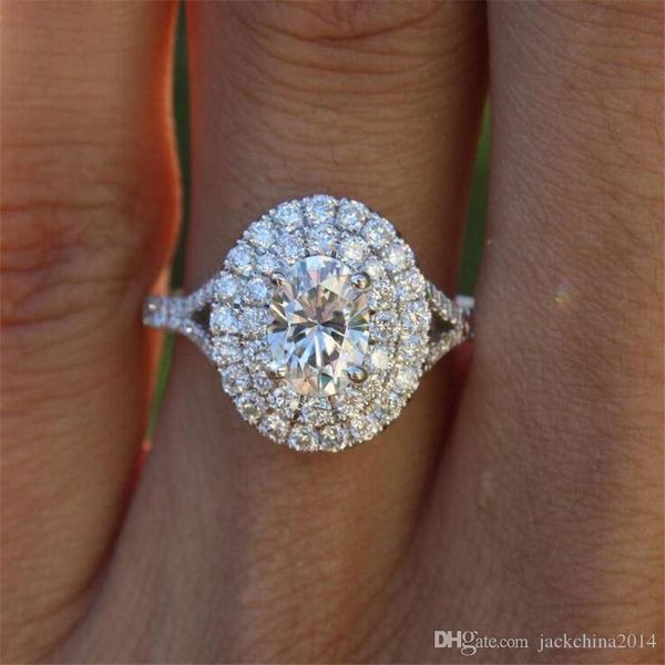 

new arrival luxury jewelry 925 sterling silver oval cut white z cz diamond gemstones party eternity women wedding band ring gift, Slivery;golden