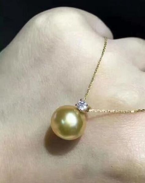 

beautiful 11-12mm south sea gold pearl necklace 18inch18k, Silver