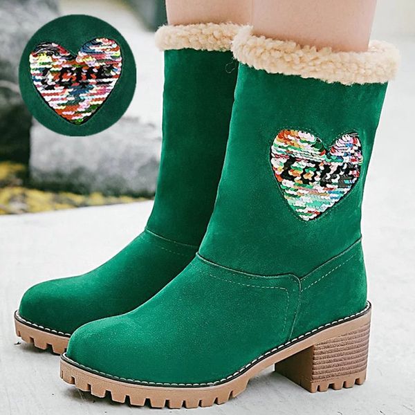 

women sock snow boots faux suede slim ankle round toe platform antiskid bottom rubber bling love high thick heels ladies shoes, Black