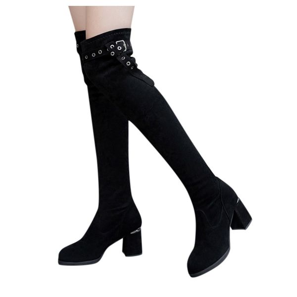 

stretch fabric boots women winter over the knee boots women thigh high woman shoes long bota feminina size 35-43, Black