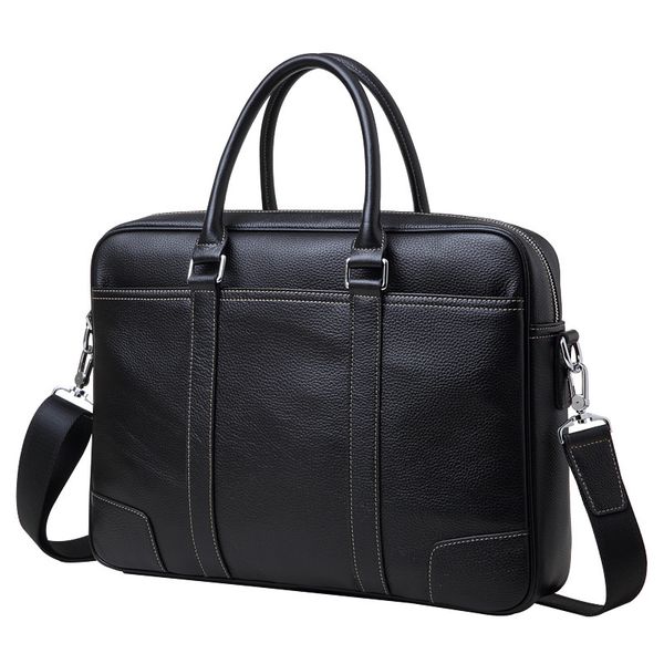 

luxury genuine leather men's briefcases 14" laphandbag cowhide men business crossbody bag messenger shoulder bags for men