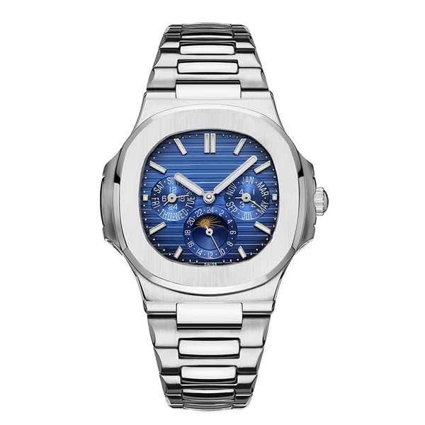 

mens watches automatic watches 2019 new nautilus sports watch rose gold silver case stainless mens mechanical wristwatches 3 dial work, Slivery;brown