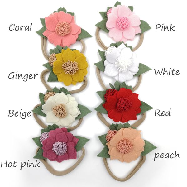 

24 шт. / лот войлок нейлон оголовье зеленый лист оголовье слоистых цветок волос группа детские аксессуары для волос kidocheese, Slivery;white